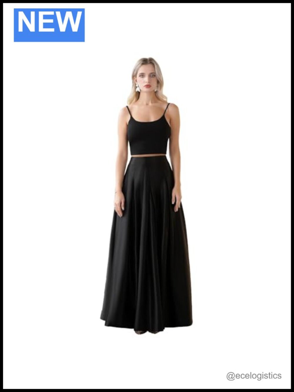 Women's High Waist A-Line Floor Length Satin Skirt with Pockets